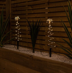 Samuel Alexander 30Cm Set Of 4 Light Up Silver Shaped Christmas Tree Garden Path Lights With 200 Warm White Leds - thumbnail 4