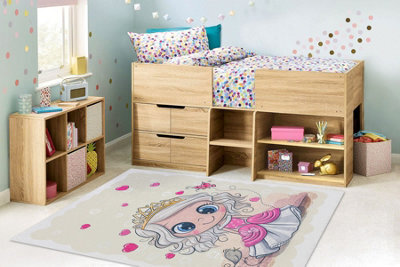 RugsX Bambino 43020 Washing Carpet Princess, Stars For Children Anti-Slip - Cream Pink 200X290 Cm - image 1