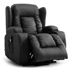 SquareBoxx Constantine 10-In-1 Massage Armchair Recliner Black