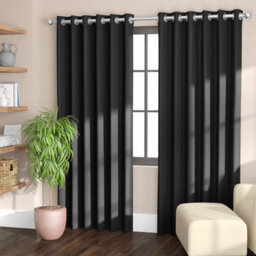 Ameha Dark Grey Blackout Eyelet Curtains Ready Made Ring Top Thermal Insulated Heavy Thick Curtain 66''x90'' Bedroom Living Room - thumbnail 4