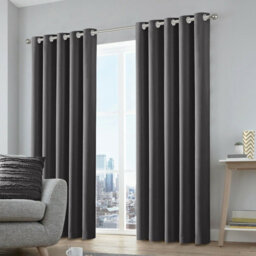 Ameha Dark Grey Blackout Eyelet Curtains Ready Made Ring Top Thermal Insulated Heavy Thick Curtain 66''x90'' Bedroom Living Room - thumbnail 1