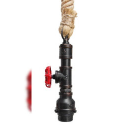 Long Life Lamps Company Industrial Water Pipe Vintage Ceiling Rope Pendant Light With Valve Tap M0168 - thumbnail 4