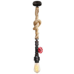 Long Life Lamps Company Industrial Water Pipe Vintage Ceiling Rope Pendant Light With Valve Tap M0168 - thumbnail 6