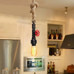 Long Life Lamps Company Industrial Water Pipe Vintage Ceiling Rope Pendant Light With Valve Tap M0168 - thumbnail 8