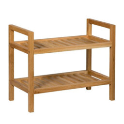 Shoe Rack, 2 Tier Stackable Wooden Shelf Organiser, Narrow Oak Shoe Storage Rack - thumbnail 1