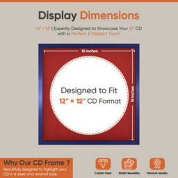 "16X16"" Purple Sleek Vinyl Record Frame With Crimson Mount For 12 Inch Lp Disc - Ak Frames" - thumbnail 2