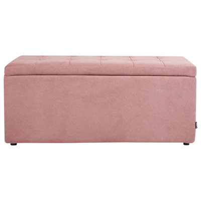 Wyld And Coco Pink Ottoman 100 X 42 X 40 Cm Polyester Upholstered Footstool With Hidden Storage - image 1