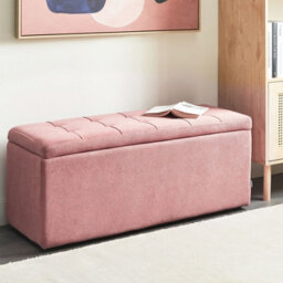 Wyld And Coco Pink Ottoman 100 X 42 X 40 Cm Polyester Upholstered Footstool With Hidden Storage - thumbnail 2
