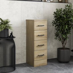 Affine Bathroom 4 Drawer Storage Unit Cabinet 250mm Modern Furniture Oak Effect - thumbnail 2