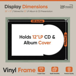 "AK Frames 25X17"" Green Classic Vinyl Record Frame With Black Mount For 12 Inch Lp Cover & Disc - Overlapped Design" - thumbnail 2