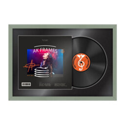 "AK Frames 25X17"" Green Classic Vinyl Record Frame With Black Mount For 12 Inch Lp Cover & Disc - Overlapped Design" - thumbnail 1
