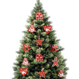 Living And Home 30Pcs Christmas Tree Wooden Hanging Ornament Set Christmas Decorative Set - thumbnail 3