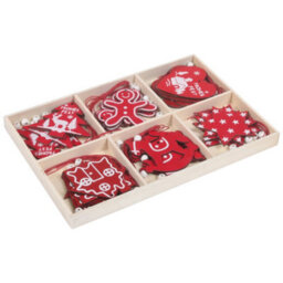 Living And Home 30Pcs Christmas Tree Wooden Hanging Ornament Set Christmas Decorative Set - thumbnail 1