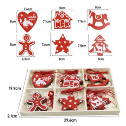Living And Home 30Pcs Christmas Tree Wooden Hanging Ornament Set Christmas Decorative Set - thumbnail 5