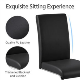 Yaheetech Set Of 2 Black Faux Leather Dining Chairs With Metal Legs For Kitchen Dining Room - thumbnail 6
