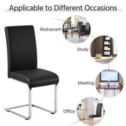 Yaheetech Set Of 2 Black Faux Leather Dining Chairs With Metal Legs For Kitchen Dining Room - thumbnail 5