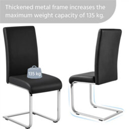 Yaheetech Set Of 2 Black Faux Leather Dining Chairs With Metal Legs For Kitchen Dining Room - thumbnail 8