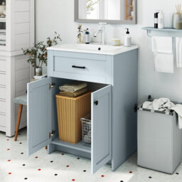 Gainoom 600mm Bathroom Grey Vanity Bathroom Floor Vanity Cabinet W/2 Doors - thumbnail 7