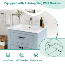 Gainoom 600mm Bathroom Grey Vanity Bathroom Floor Vanity Cabinet W/2 Doors - thumbnail 5