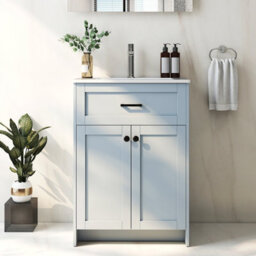 Gainoom 600mm Bathroom Grey Vanity Bathroom Floor Vanity Cabinet W/2 Doors - thumbnail 3