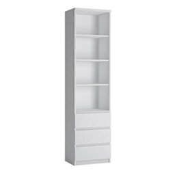 Furniture To Go Fribo Tall Narrow 3 Drawer Bookcase In White - thumbnail 1