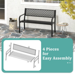 Gainoom 127Cm Black Outdoor Garden Bench Metal Patio Bench - thumbnail 8