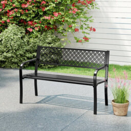Gainoom 127Cm Black Outdoor Garden Bench Metal Patio Bench - thumbnail 2
