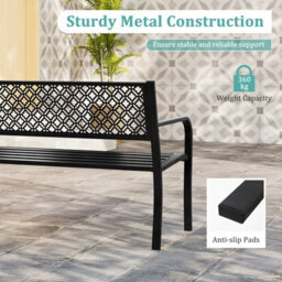 Gainoom 127Cm Black Outdoor Garden Bench Metal Patio Bench - thumbnail 7