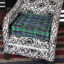 Homescapes Black Watch Tartan Cotton Armchair Booster Cushion - thumbnail 2