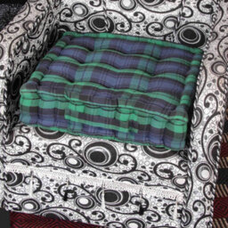 Homescapes Black Watch Tartan Cotton Armchair Booster Cushion - thumbnail 1