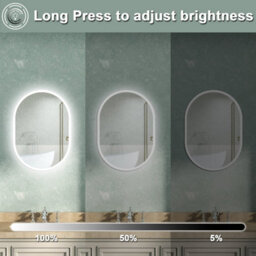 AVER-GROWTH Oval Led Bathroom Mirror With Lights Dimmable Demister Anti-Fog Touch/wall Switch Vertical/horizontal Illuminated Mirror 60X80Cm - thumbnail 2