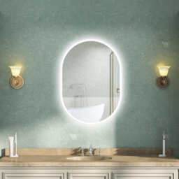 AVER-GROWTH Oval Led Bathroom Mirror With Lights Dimmable Demister Anti-Fog Touch/wall Switch Vertical/horizontal Illuminated Mirror 60X80Cm - thumbnail 1