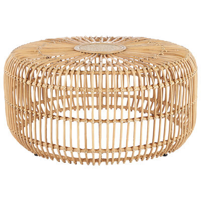 Beliani Garden Coffee Table Randazzo 85 Cm 85 Cm Rattan Light Brown - image 1