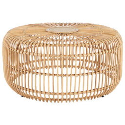 Beliani Garden Coffee Table Randazzo 85 Cm 85 Cm Rattan Light Brown - thumbnail 1