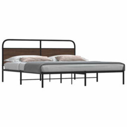 Berkfield Metal Bed Frame Without Mattress Brown Oak 183X213 Cm