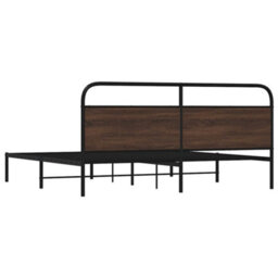 Berkfield Metal Bed Frame Without Mattress Brown Oak 183X213 Cm - thumbnail 7