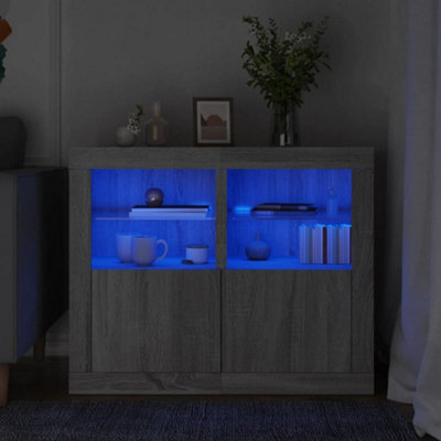 Berkfield Side Cabinets With Led Lights 2 Pcs Grey Sonoma Engineered Wood - image 1