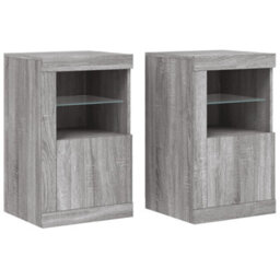 Berkfield Side Cabinets With Led Lights 2 Pcs Grey Sonoma Engineered Wood - thumbnail 2