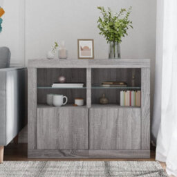 Berkfield Side Cabinets With Led Lights 2 Pcs Grey Sonoma Engineered Wood - thumbnail 3
