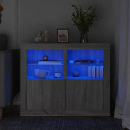 Berkfield Side Cabinets With Led Lights 2 Pcs Grey Sonoma Engineered Wood - thumbnail 1
