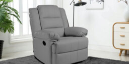 Luxury Life Furniture Kensington Leather Latch Recliner Armchair -Grey - thumbnail 2