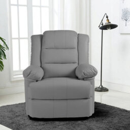 Luxury Life Furniture Kensington Leather Latch Recliner Armchair -Grey - thumbnail 1