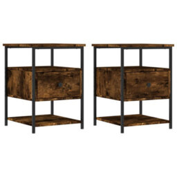 Berkfield Bedside Cabinets 2 Pcs Smoked Oak 40X42X56 Cm Engineered Wood - thumbnail 2