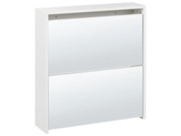 Wyld And Coco Novahome Shoe Storage Cabinet White Mdf Frame Mirror Fronts 2 Compartments Modern Hallway Organizer - thumbnail 3
