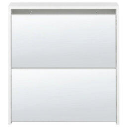 Wyld And Coco Novahome Shoe Storage Cabinet White Mdf Frame Mirror Fronts 2 Compartments Modern Hallway Organizer - thumbnail 1
