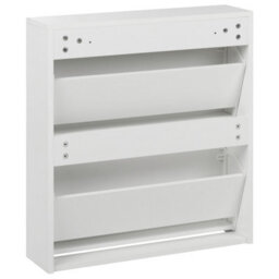 Wyld And Coco Novahome Shoe Storage Cabinet White Mdf Frame Mirror Fronts 2 Compartments Modern Hallway Organizer - thumbnail 6