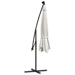 Berkfield Cantilever Umbrella With Led Lights And Metal Pole 350 Cm Sand - thumbnail 7