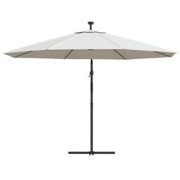 Berkfield Cantilever Umbrella With Led Lights And Metal Pole 350 Cm Sand - thumbnail 6