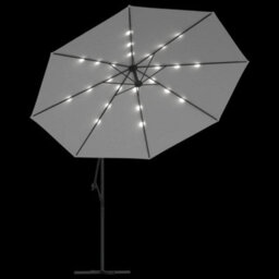 Berkfield Cantilever Umbrella With Led Lights And Metal Pole 350 Cm Sand - thumbnail 5