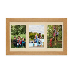 AK Frames 40X20Cm Oak Modern Multi Photo Frame With Ivory Mount - Holds 3 Apertures (3X) 6X4 Photos - thumbnail 1